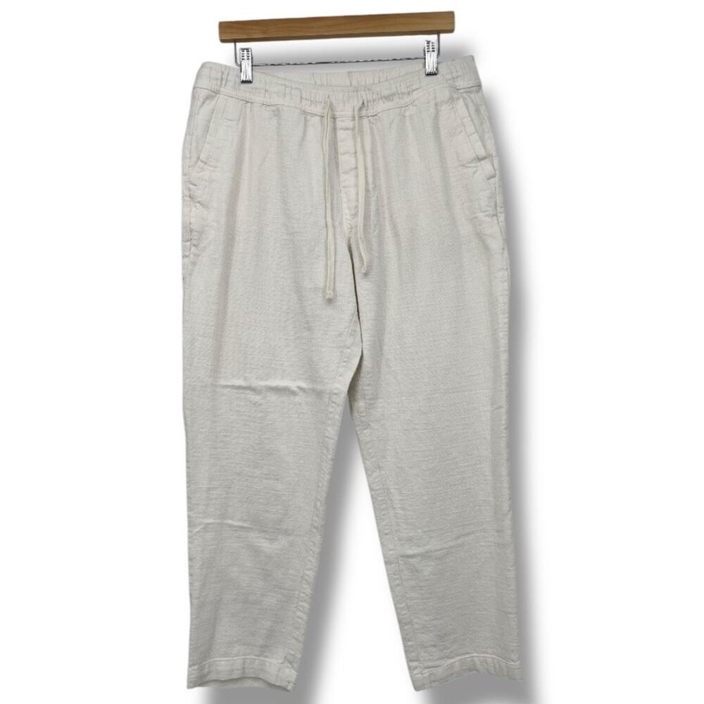 Zara Pull-on Pants Front Tie w/ Pockets White Woven Cotton Women's XL Resortwear